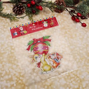Наклейка на стекло "Кролики с шаром" 20*20 см