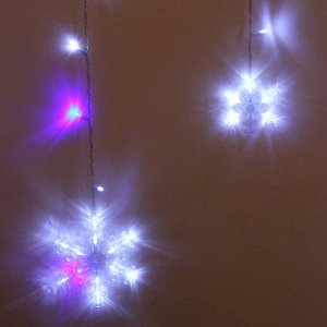 Гирлянда для дома БАХРОМА "Снежинка" ш2,5 м* в0,6/0,9м 130 ламп LED, IP-20, Белый, синий мерцает (возможность соединения)