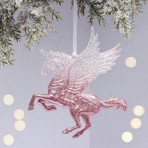Подвеска "Волшебный Пегас" 13*12,5 см, Белый/Розовый
