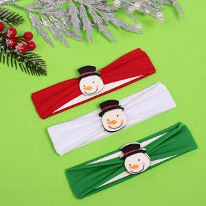 Повязка на голову детская "New Little Mi Mi - Снеговичок Бамби", микс 3 цвета, 4*16.5см