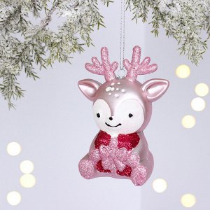Ёлочная игрушка "Весёлый оленёнок" 8*5.5*11.5 см, Розовый