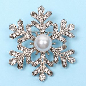 Брошь "Зимняя сказка - Снежинка" 4*4см