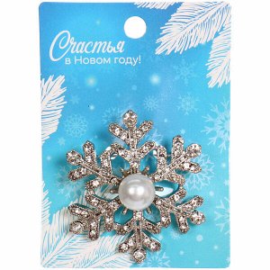 Брошь "Зимняя сказка - Снежинка" 4*4см