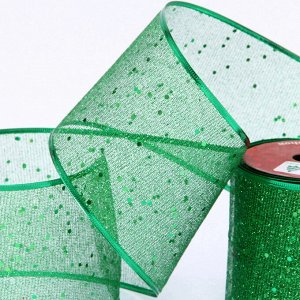 Лента для декорирования "Мерцание" 10 см, 2,7 м, Изумруд