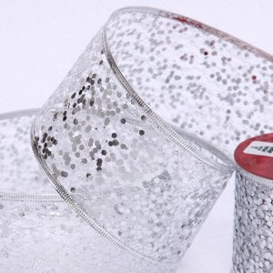 Лента для декорирования "Волшебные искры" 6,3 см, 2,7 м, Белый