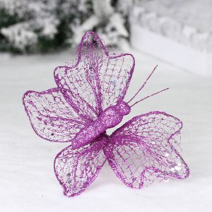 Украшение новогоднее "Сияющая бабочка" 18*15 см, Сиреневый