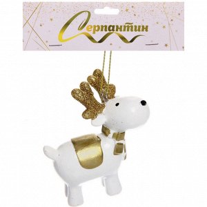 Подвеска "Олененок" 6*4 см, Белый/золото
