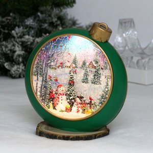 Сувенир с подсветкой "Новогодний шар" 20.9*8.5*21.3 см (8 мелодий, USB + батарейки, подсветка, парящий снег)