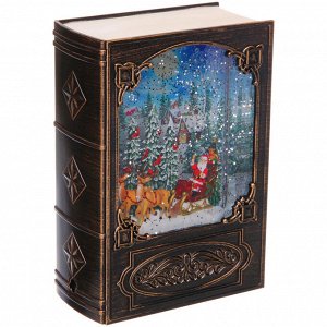 Сувенир с подсветкой "Книга сказок" 13.2*6.9*19.1 см (8 мелодий, USB + батарейки, подсветка, парящий снег), Бронза