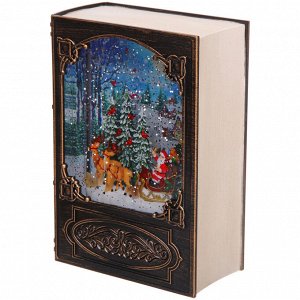 Сувенир с подсветкой "Книга сказок" 13.2*6.9*19.1 см (8 мелодий, USB + батарейки, подсветка, парящий снег), Бронза