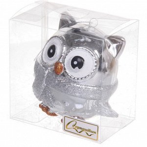 Ёлочная игрушка "Мудрая сова" 10*5*10 см, серебро