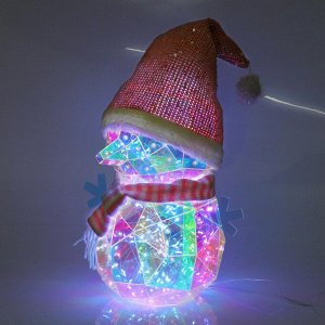 Сувенир светодиодный "Снеговичок" 24*17*37, 200 ламп LED, USB, Белый