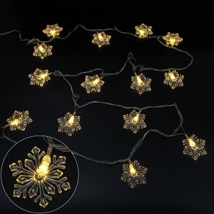 Гирлянда для дома 4,0 м 20 ламп LED с насадками СНЕЖИНКА РЕЗНАЯ, прозрач.пров., 1 реж.,IP-20 Теплый белый (возможность соединения)