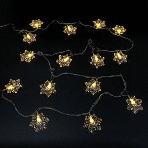 Гирлянда для дома 4,0 м 20 ламп LED с насадками СНЕЖИНКА РЕЗНАЯ, прозрач.пров., 1 реж.,IP-20 Теплый белый (возможность соединения)
