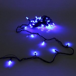 Гирлянда для дома НИТЬ "Хрусталь" 8 м 50 ламп LED, черный пров,IP-40. 8 режимов, Синий (возможность соединения)