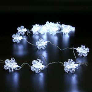 Гирлянда для дома   4,0 м 20 ламп LED с насадками СНЕЖИНКА Прищепка, прозрач.провод, Белый