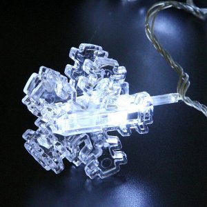 Гирлянда для дома   4,0 м 20 ламп LED с насадками СНЕЖИНКА Прищепка, прозрач.провод, Белый