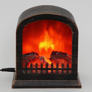 Сувенир с подсветкой "КАМИН - Теплота" 14,5*11,7*16 см (питание от USB и батареек)