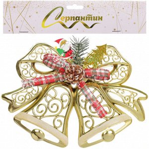 Украшение новогоднее "Лесные колокольчики" 27*20 см, Золото