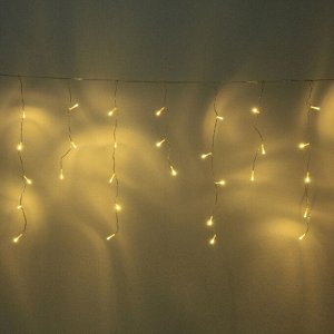 Гирлянда для дома БАХРОМА ш1,5м* в30/50 см 48 ламп LED, прозрачн.пров, 8 реж, IP-20, Теплый белый