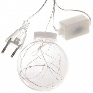 Гирлянда для дома БАХРОМА "Шар" ш2,5 м* в0,5/0,8м 200 ламп LED, d-8 см, 1 реж, IP-20, Теплый белый