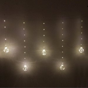 Гирлянда для дома бахрома "Шар" ш2,5 м* в0,5/0,8м 200 ламп LED, d-8 см, 1 реж, IP-20, Белый
