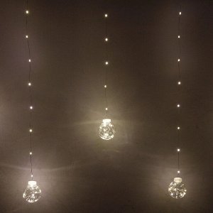 Гирлянда для дома бахрома "Шар" ш2,5 м* в0,5/0,8м 200 ламп LED, d-8 см, 1 реж, IP-20, Белый