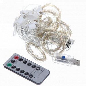 Гирлянда для дома ЗАНАВЕС "Бриллиант" ш3* в3 м 300 ламп LED, 8 реж, с подвесами и пультом д/у, IP-40, Теплый белый