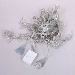 Гирлянда для дома ЗАНАВЕС 3м*2,5м 240 ламп LED, прозр.провод, 8 реж., IP-20. Теплый белый