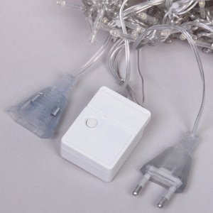 Гирлянда для дома ЗАНАВЕС 3м*2,5м 240 ламп LED, прозр.провод, 8 реж., IP-20. Теплый белый