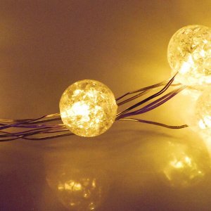 Гирлянда для дома "Жемчужина" на батарейках 2,0 м 20 ламп LED, d-1 см, 3 реж,, IP-20, Теплый белый