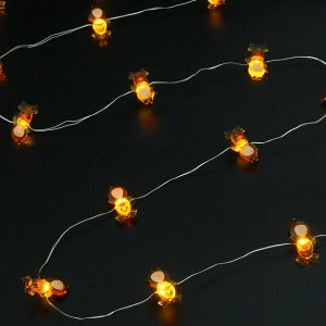 Гирлянда для дома "Олень" (3,2*1,8см) на батарейках 2,0 м 20 ламп LED, 1 реж., IP-20, Теплый белый (батарейки CR2032)
