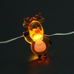 Гирлянда для дома "Олень" (3,2*1,8см) на батарейках 2,0 м 20 ламп LED, 1 реж., IP-20, Теплый белый (батарейки CR2032)