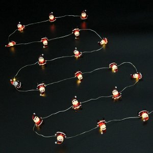 Гирлянда для дома "Дед Мороз" (3,3*2,5см) на батарейках 2,0 м 20 ламп LED, 1 реж., IP-20, Теплый белый (батарейки CR2032)