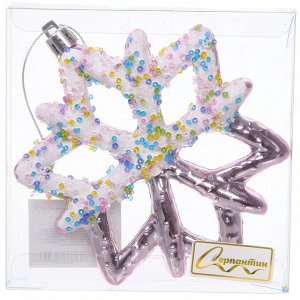 Елочная игрушка "Зимняя снежинка" 10*1*12 см, розовый