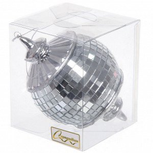 Елочная игрушка "Новогодняя дискотека" 8*8*13 см, серебро