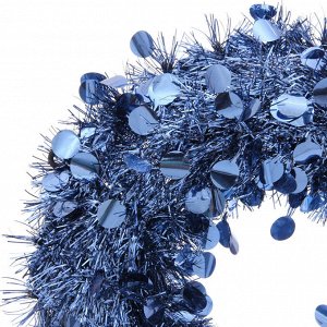 Венок декоративный TINSEL "Изящный блеск" 38 см, Сапфир