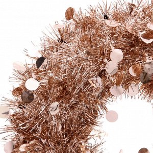 Венок декоративный TINSEL "Изящный блеск" 38 см, Розовое золото