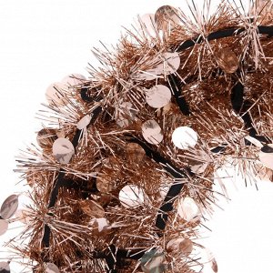 Венок декоративный TINSEL "Изящный блеск" 38 см, Розовое золото