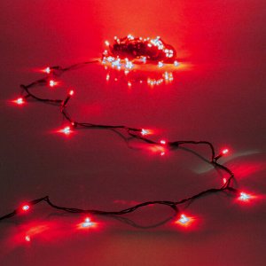 Гирлянда для дома  7,5м 80 ламп LED зелёный пров.,8 реж, IP-20, Красный