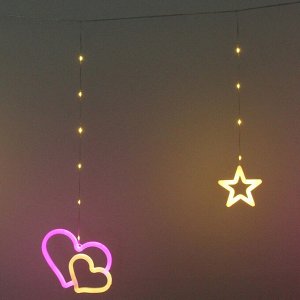 Гирлянда для дома БАХРОМА ш3м*0,75/0,5м 576 лампы LED "Сердца", прозрачн.провод, 8 реж, IP-20,Мультицвет (возможность соедиения)