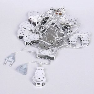 Гирлянда для дома "Серебряный снеговик" 4м 20 ламп LED, 3,7*6 см прозр.пров.,1 реж, IP-20, Белый (соединение)