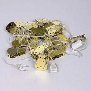 Гирлянда для дома "Золотой снеговик" 4м 20 ламп LED, 3,7*6 см прозр.пров.,1 реж, IP-20, Теплый белый (возможность соединения)