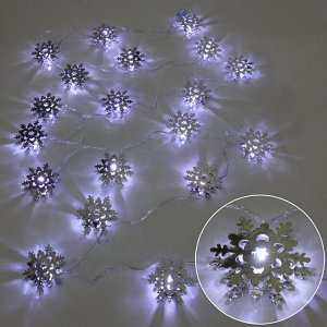 Гирлянда для дома "Серебряная снежинка" 4м 20 ламп LED, 6,3 см прозр.пров.,1 реж, IP-20, Белый (возможность соединения)