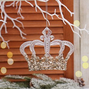Подвеска "Королевская корона" 10*12 см, Белый/Золотой блеск