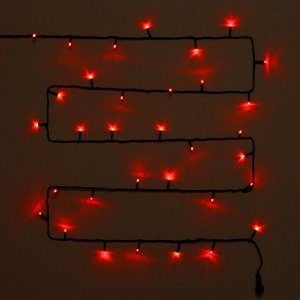 Гирлянда для улицы 15м 180 ламп LED чёрный провод, 8 реж, IP-54, Красный (возможность соединения)