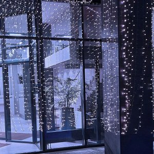 Гирлянда для улицы ЗАНАВЕС "Мерцание" ш2.0* в6.0 м 960 ламп LED, прозрач.пров,1 реж.,IP-54, Белый (возможность соединения)