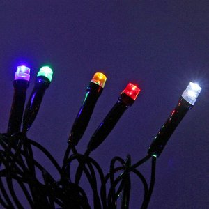 Гирлянда для улицы "Мерцание" 11м 120 ламп LED чёрный провод,1 реж.,IP-54, Мультицвет, белое мерцание (возможность соединения)