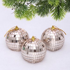 Новогодние шары 8 см (набор 3 шт) "Shining Disco", Розовое золото