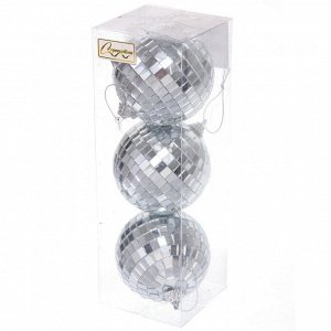 Новогодние шары 8 см (набор 3 шт) "Shining Disco", Серебро